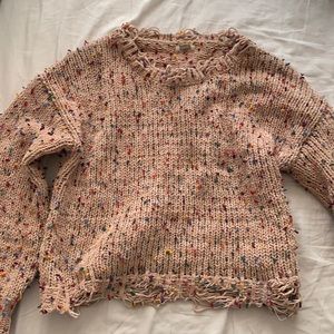 Multicolored Speckled Knit Pullover Sweater